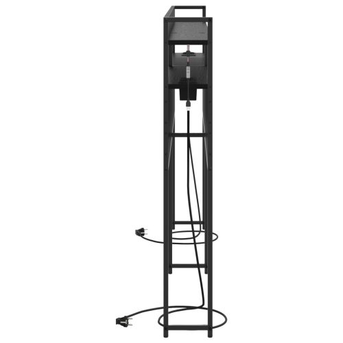  Tároló fejtámla LED -es lámpákkal polcokkal Falra szerelhető fejtámlával Musta tammi 180 cm Faanyag