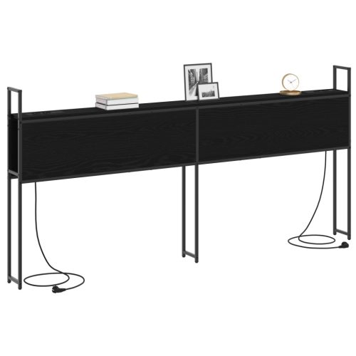  Tároló fejtámla fejtámlával tárolóval Musta tammi 200 cm Faanyag