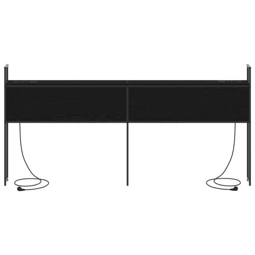  Tároló fejtámla fejtámlával tárolóval Musta tammi 200 cm Faanyag