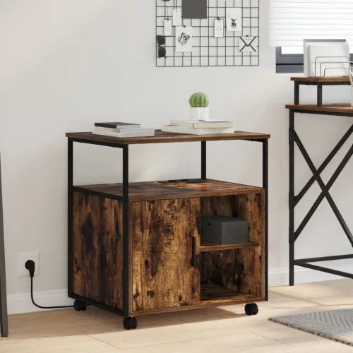  Irodai szekrény kerékkel Füstölt tölgy 60 x 46 x 67 cm Faanyag