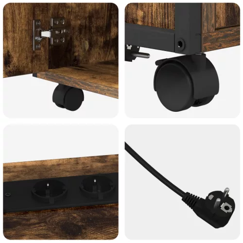  Irodai szekrény kerékkel Füstölt tölgy 60 x 46 x 67 cm Faanyag