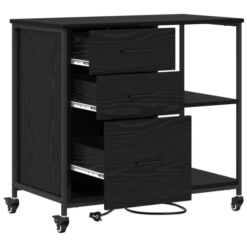  Irodai szekrény kerékkel Musta tammi 76 x 41 x 72 cm Faanyag