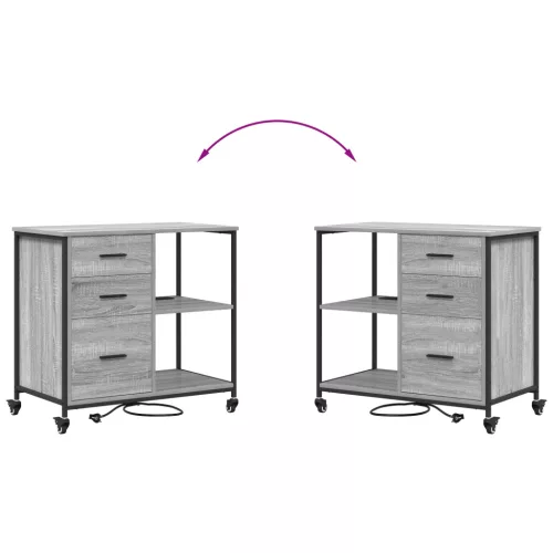  Irodai szekrény kerékkel Szürke sonoma 76 x 41 x 72 cm Faanyag