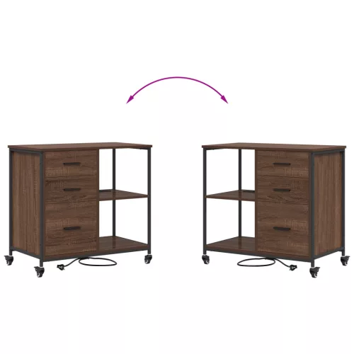  Irodai szekrény kerékkel barna tölgy 76 x 41 x 72 cm Faanyag