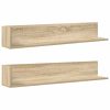  2 db sonoma tölgy színű szerelt fa fali polc 100x16,5x16,5 cm