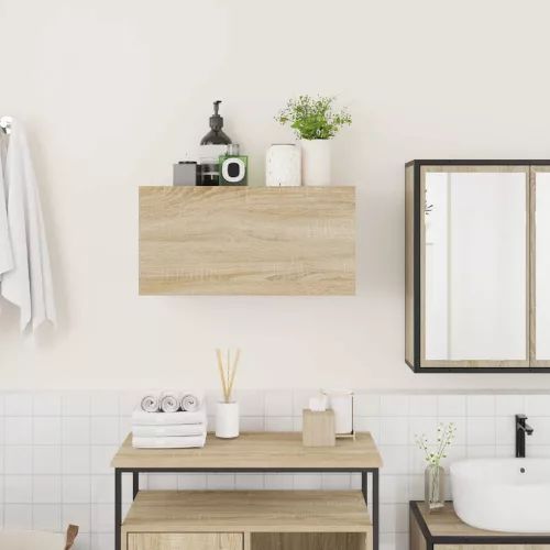  sonoma tölgyszínű szerelt fa fali fürdőszobaszekrény 60x25x30cm