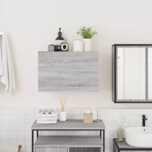  szürke sonoma szerelt fa fali fürdőszobaszekrény 60x25x40 cm