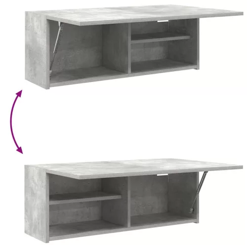  betonszürke szerelt fa fali fürdőszobaszekrény 80 x 25 x 30 cm