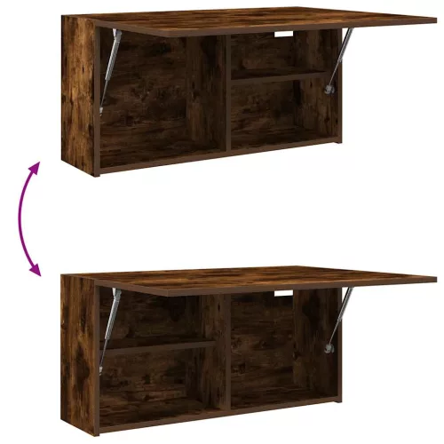  füstös tölgyszínű szerelt fa fali fürdőszobaszekrény 80x25x40cm