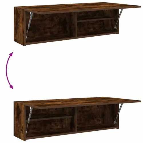  füstös tölgyszínű szerelt fa fali fürdőszobaszekrény