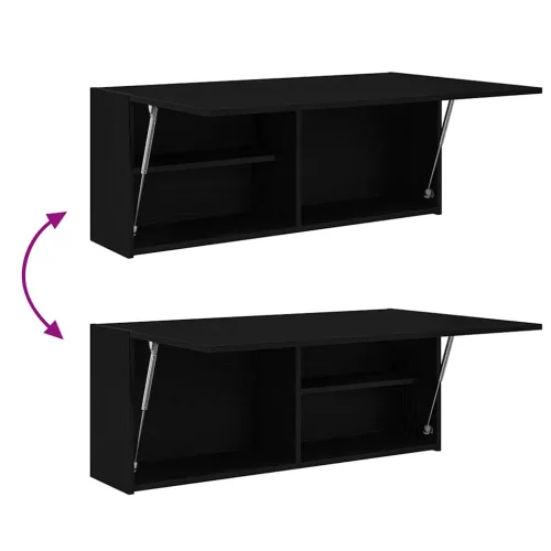  fekete szerelt fa fali fürdőszobaszekrény 100 x 25 x 40 cm