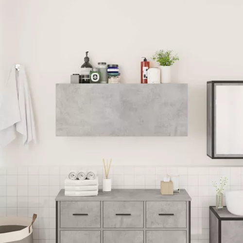  betonszürke szerelt fa fali fürdőszobaszekrény 100 x 25 x 40 cm