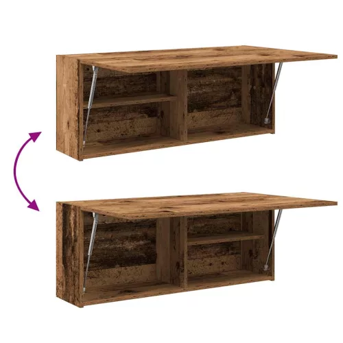  antik fa színű szerelt fa fali fürdőszobaszekrény 100x25x40 cm