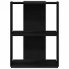  3 szintes fekete szerelt fa könyvespolc 60x30x80 cm