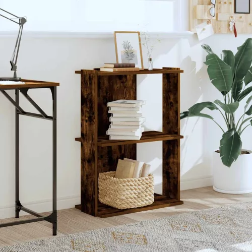  3 szintes füstös tölgy színű szerelt fa könyvespolc 60x30x80 cm