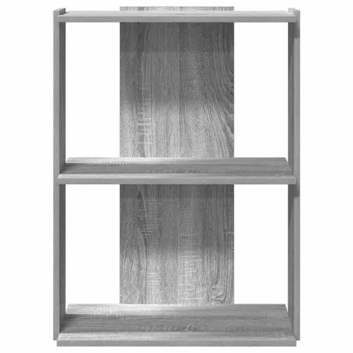  3 szintes szürke sonoma színű szerelt fa könyvespolc 60x30x80cm