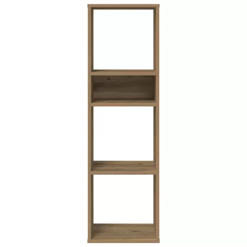  kézműves tölgy színű szerelt fa könyvszekrény 34x31x112 cm