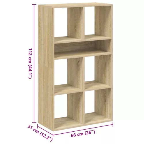  könyvszekrény sonoma színű 66x31x112 cm szerelt fa