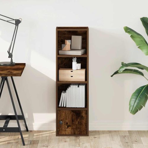  füstös tölgy színű szerelt fa könyvszekrény 31x24x102 cm