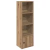  kézműves tölgy színű szerelt fa könyvespolc 31x24x102 cm