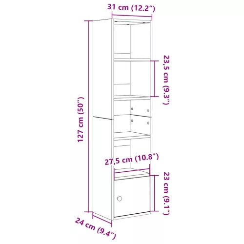  betonszürke szerelt fa könyvespolc 31x24x127 cm
