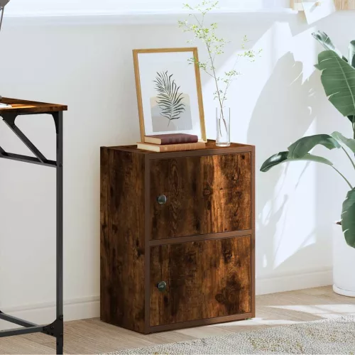  füstös tölgy színű szerelt fa könyvszekrény 40x24x52 cm