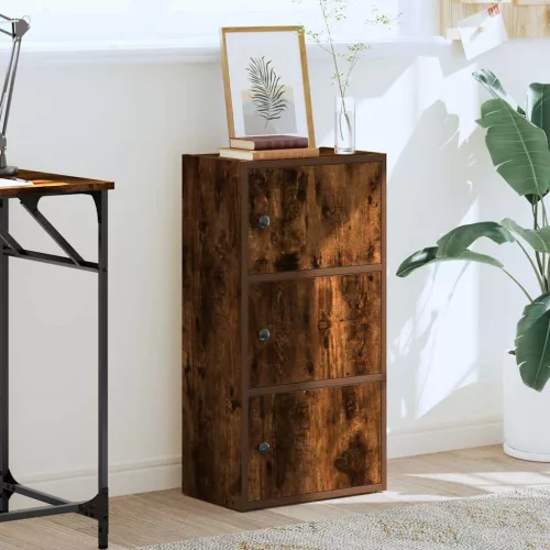  füstös tölgy színű szerelt fa könyvespolc 40x24x77 cm