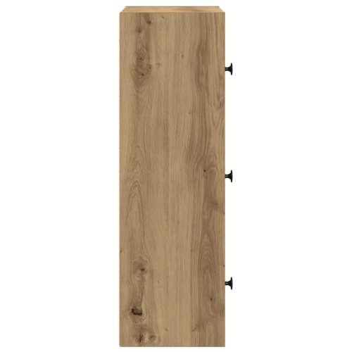  kézműves tölgy színű szerelt fa könyvespolc 40x24x77 cm