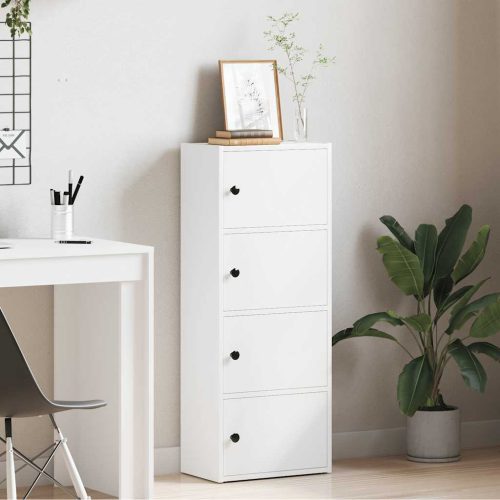  fehér szerelt fa könyvespolc 40x24x102 cm