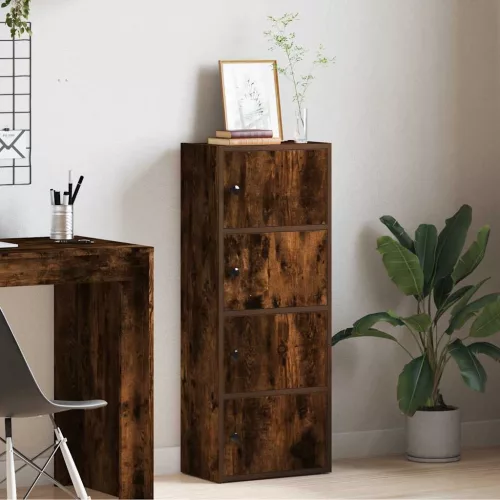  füstös tölgy színű szerelt fa könyvszekrény 40x24x102 cm