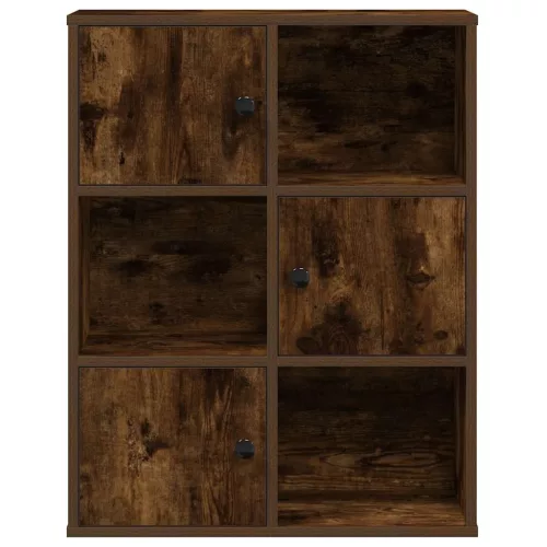  füstös tölgy színű szerelt fa könyvszekrény 60x24x76,5 cm