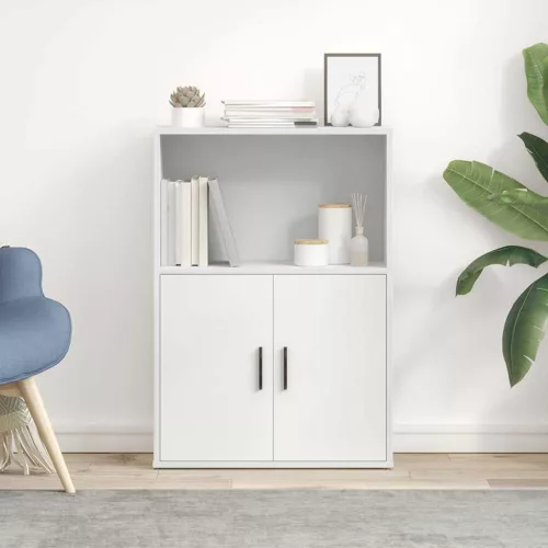  fehér szerelt fa könyvespolc 60x24x85 cm