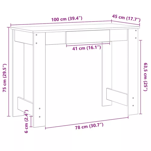  fehér forgácslap íróasztal 100x45x75 cm