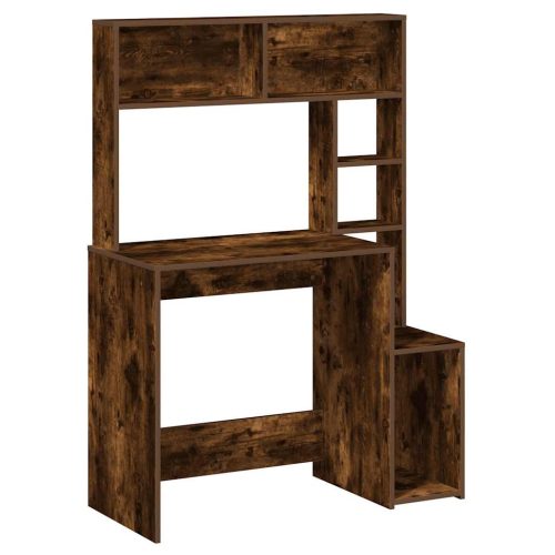  füstös tölgy szerelt fa íróasztal polcokkal 100x45x140 cm