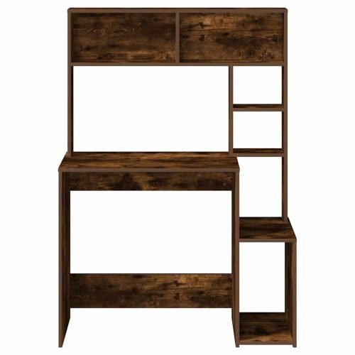  füstös tölgy szerelt fa íróasztal polcokkal 100x45x140 cm