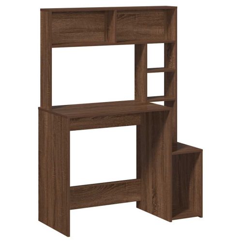  barna tölgy szerelt fa íróasztal polcokkal 100x45x140 cm