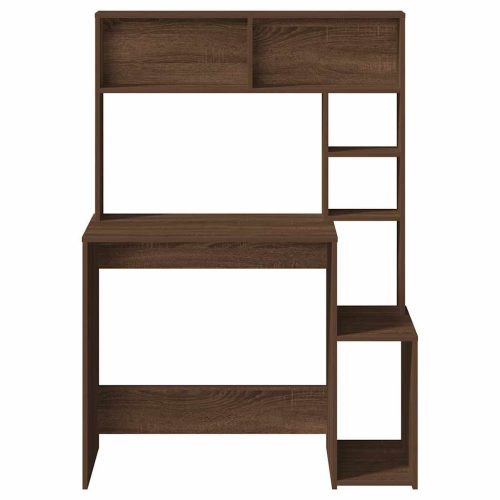  barna tölgy szerelt fa íróasztal polcokkal 100x45x140 cm