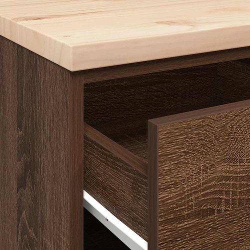  garázs tárolószekrény barna tölgy 60x51x85 cm tömörfa fenyőfa