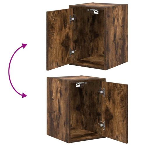  2 db füstös tölgy színű szerelt fa garázs fali szekrények