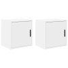  2 db fehér szerelt fa garázs fali szekrények