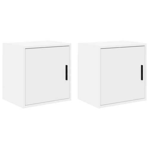  2 db fehér szerelt fa garázs fali szekrények