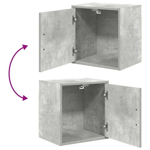  2 db betonszürke szerelt fa garázs fali szekrények