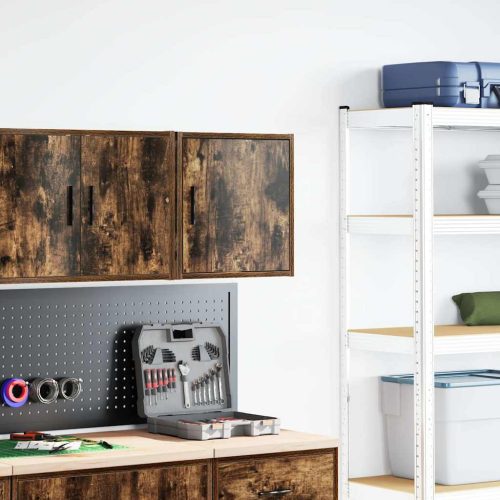  füstös tölgy színű szerelt fa garázs fali szekrény