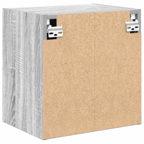  2 db szürke sonoma színű szerelt fa garázs fali szekrények