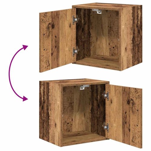  2 db antik fa színű szerelt fa garázs fali szekrények