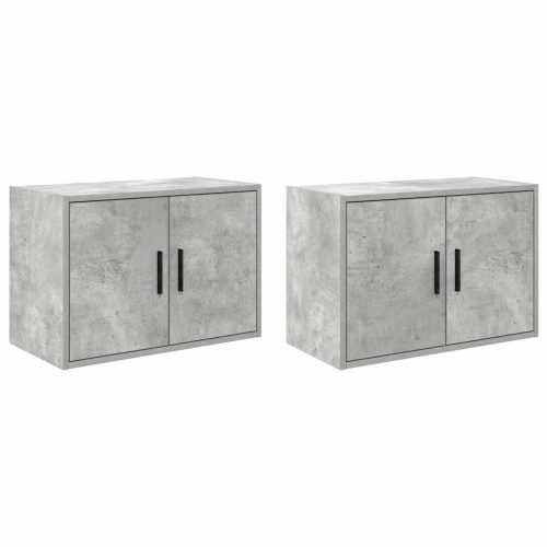  2 db betonszürke szerelt fa garázs fali szekrények