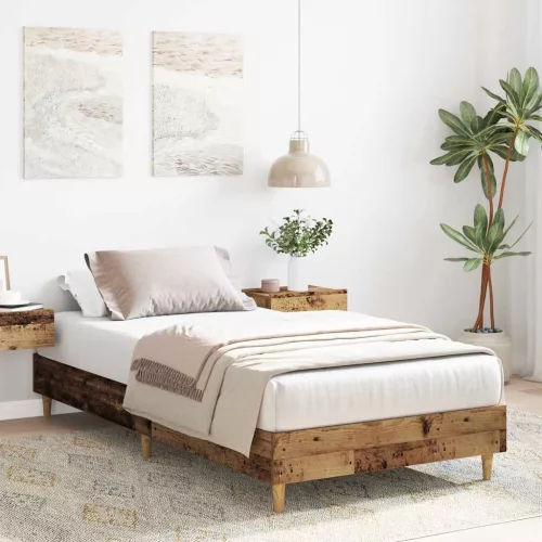  antik fa szerelt fa ágykeret matrac nélkül 90x190 cm