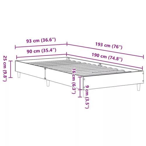  antik fa szerelt fa ágykeret matrac nélkül 90x190 cm