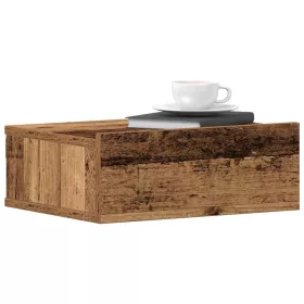    2 db antik fa szerelt fa lebegő éjjeliszekrények 40x32x15 cm