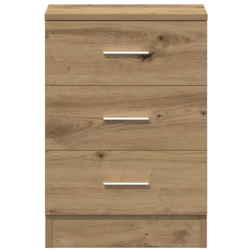  kézműves tölgy színű szerelt fa éjjeliszekrény 38x35x55 cm